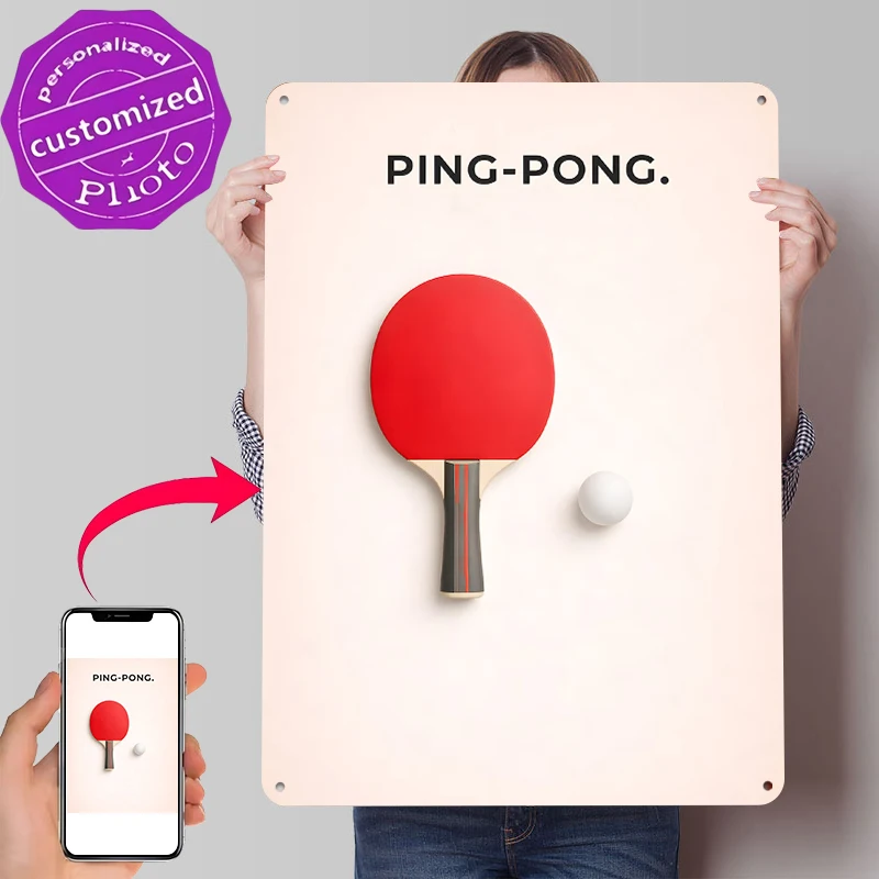 Ping Pong Racket and Ball Tin Poster Customized Wall Art Retro Vintage Metal Signs for Fans Room Decoration Garage Decorations