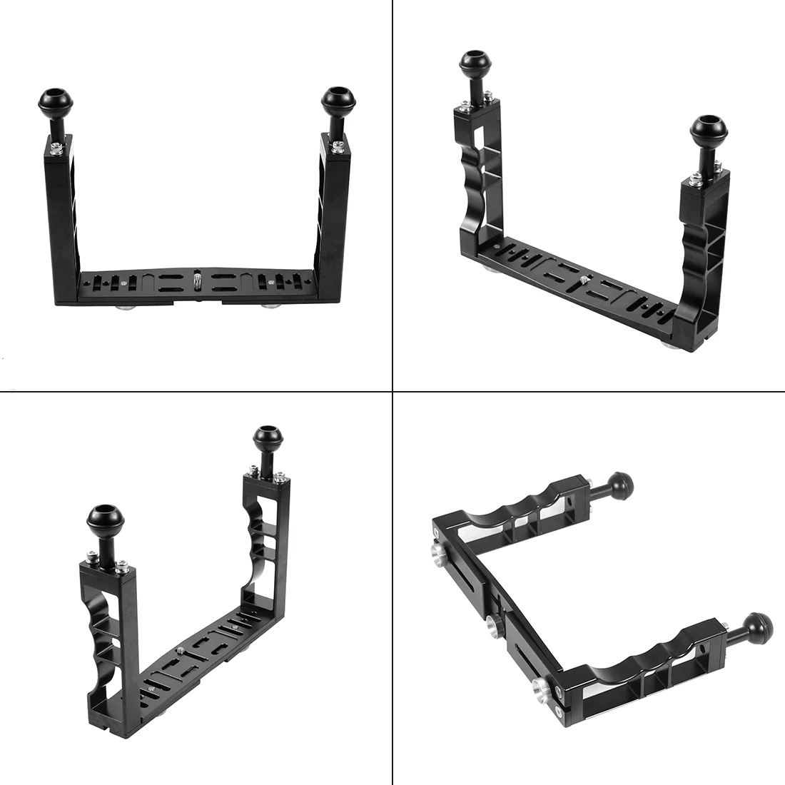 Diving Photography Tray Handle Grip Expansion Lift Up Mount Aluminum Alloy Dual Handheld Bracket DSLR Underwater Kit