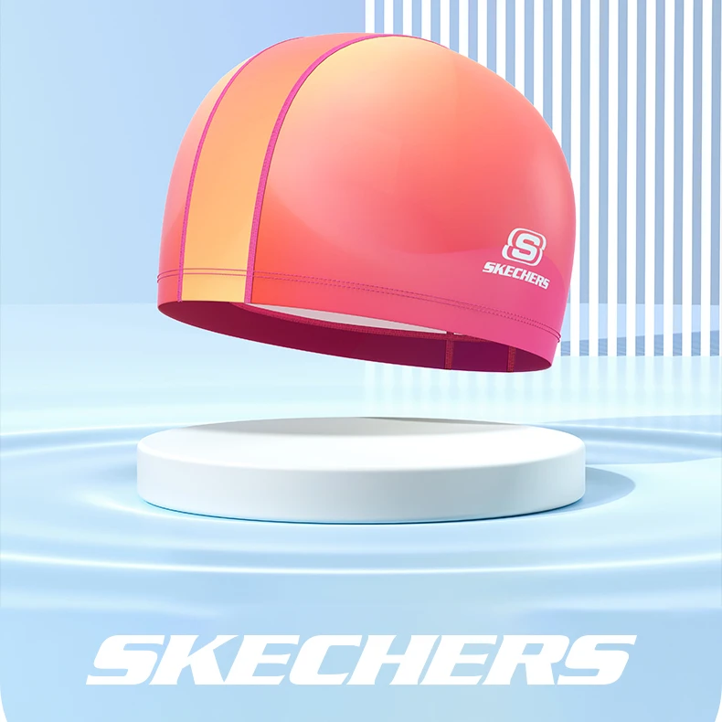 Skechers Silicone Swimming Cap For Adults Waterproof Swim Cap Women Men High Elastic Cap Bath Diving Hat Swim Pool Accessories