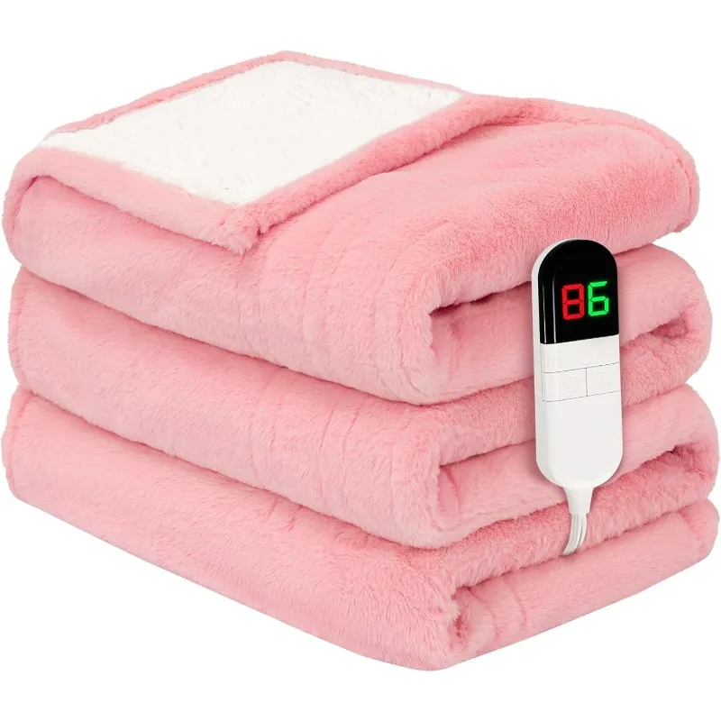 Super Comfortable Soft Electric Blanket, 8 Heating Levels, Plush Quick Heating Faux Fur Blanket - Self-closing, Machine Washable