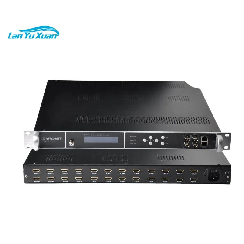 DMB 9581E H.264 High Profile 4.0 24 HD to 8 DVB-T Modulator with for Input and IP (UDP/RTP/RTSP) Output Supporting AAC Audio