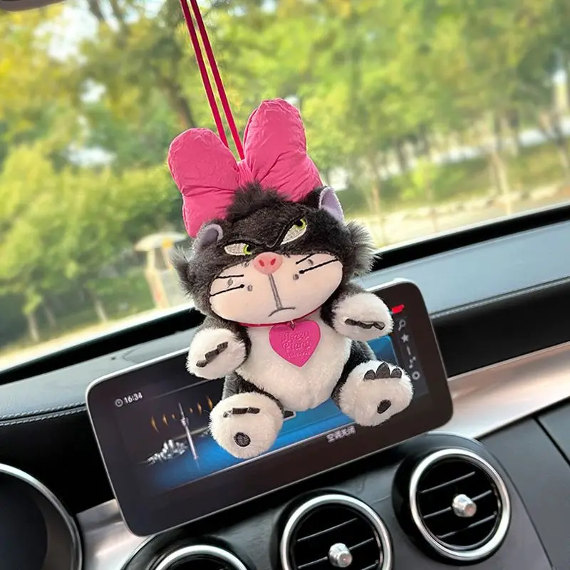 Car Pendant Cute Anime Lucy Cat Swing Auto Rear view Mirror Hanging Ornaments Interior Decoration Accessories for Girls Gifts