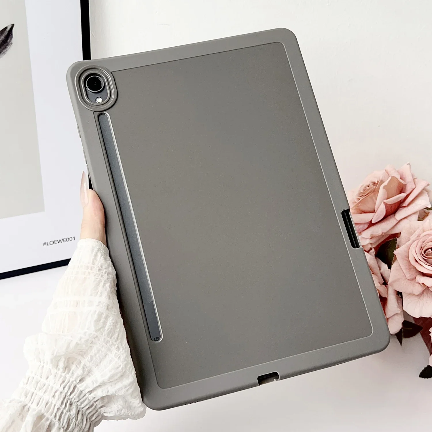 Funda para tableta de Color caramelo para Samsung Tab S7 S8 S9 A9 Plus A7 Lite con funda con ranura para lápiz, funda de silicona suave a prueba de golpes