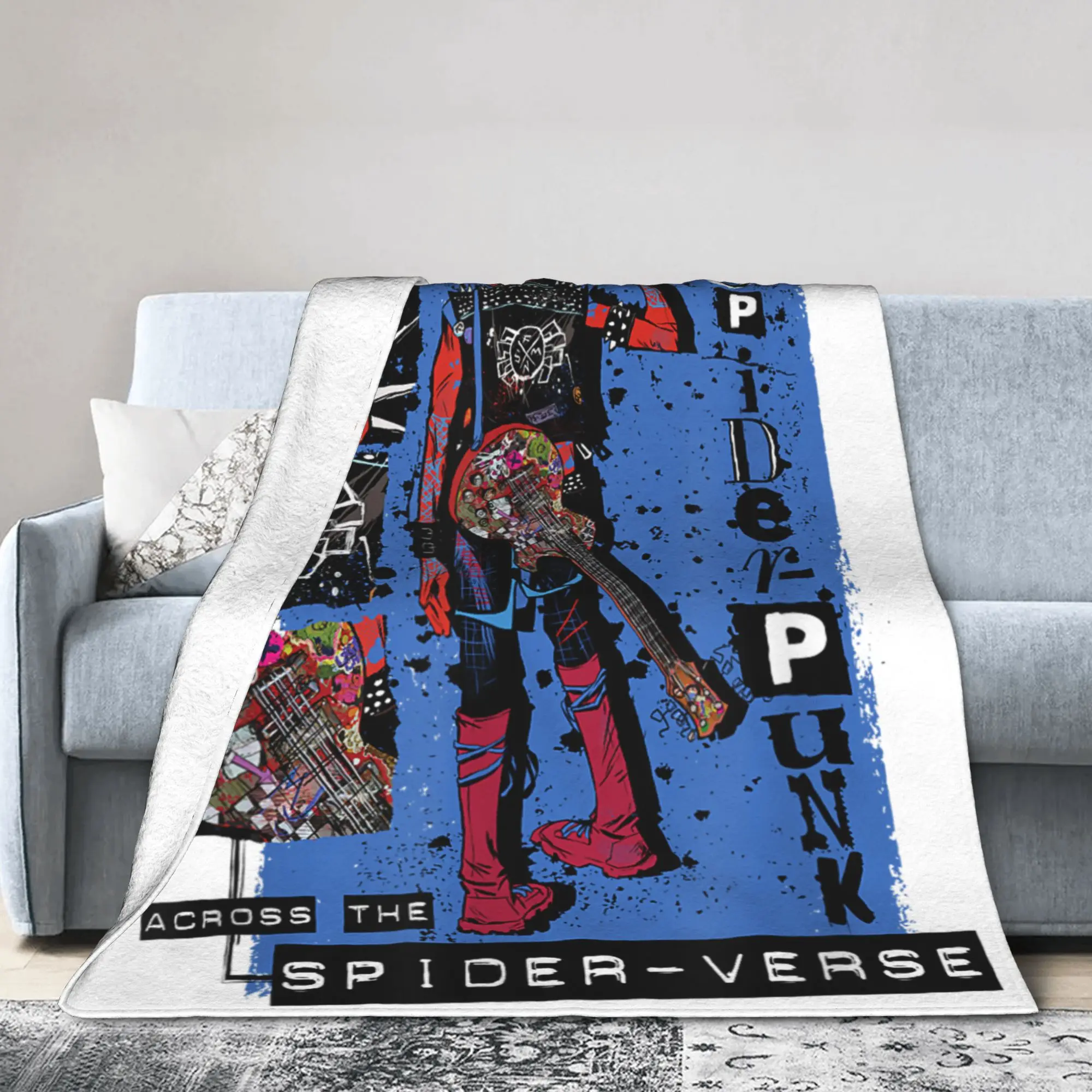 Manta polar Spider-Man Spider-Punk Hobie Brown Spiderverse, divertida manta para el hogar, 200x150cm, ultrasuave