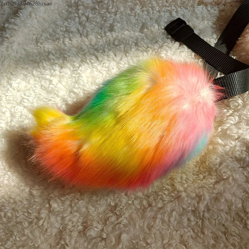 

Realistic Furry Rabbit Tail Kig Fursuit Colorful Faux Fur Bunny Tail Cosplay Props Carnival Party Lolita Cosplay Accessories