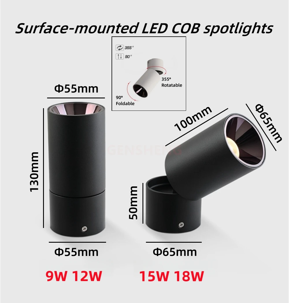 Surface Mount LED Spotlights Dimmable COB Ceiling Spot Lamps Down lights White Black For Indoor Lighting Home Decor Ac220V/110V image 6