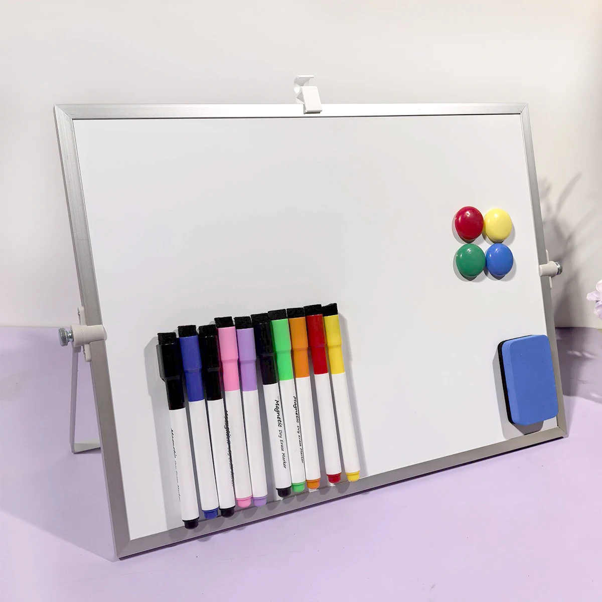 Obrázek 4: Oboustranný  suchý erase whiteboard sada s 10uo fixy, mazací guma & magnety pro domácí & úřad
