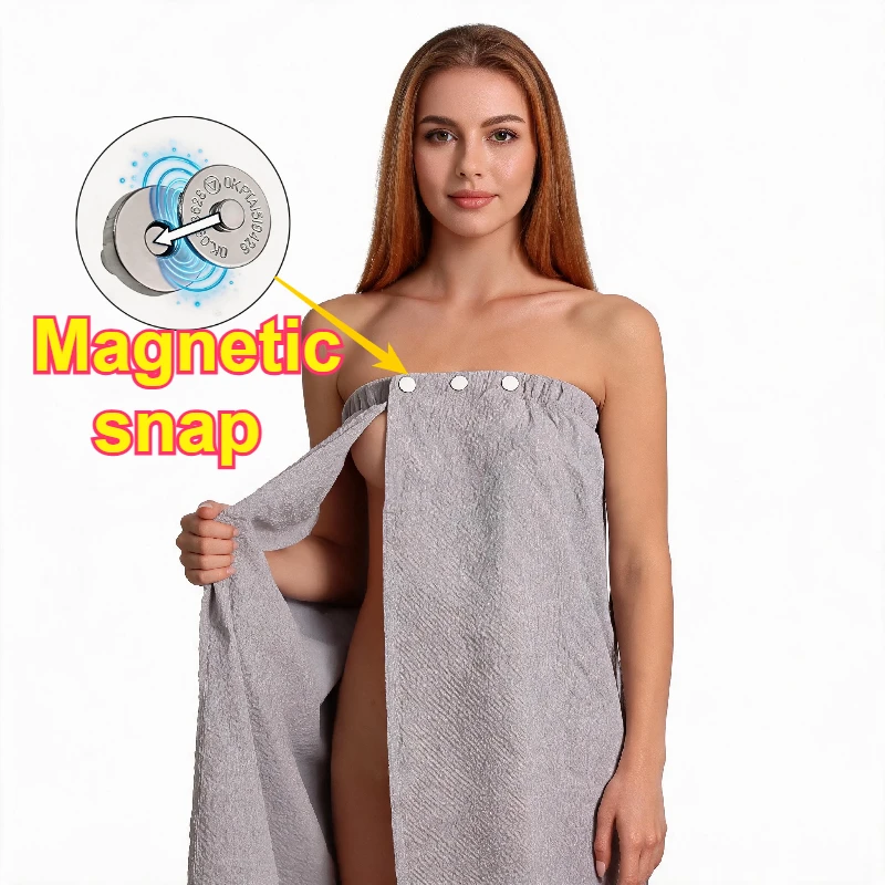 Women Magnetic Button Exercise Jackets Outdoor Field Couple Play Tops Bath Dress Take Off Easy Sexy Robes Quick Dry Cover Ups