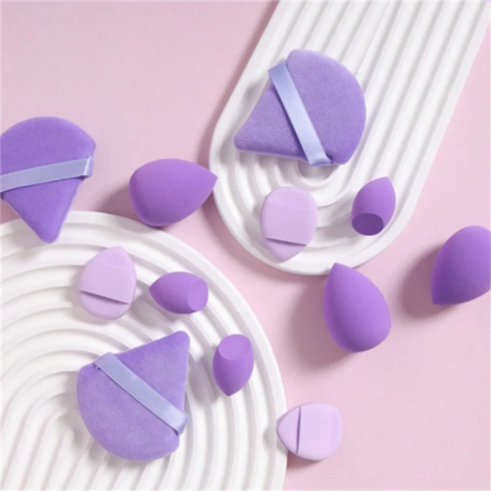 Druppelvormige make-upsponsset in effen kleur in aquarelstijl met uitgesneden pads Beauty Blender Kit voor toepassing