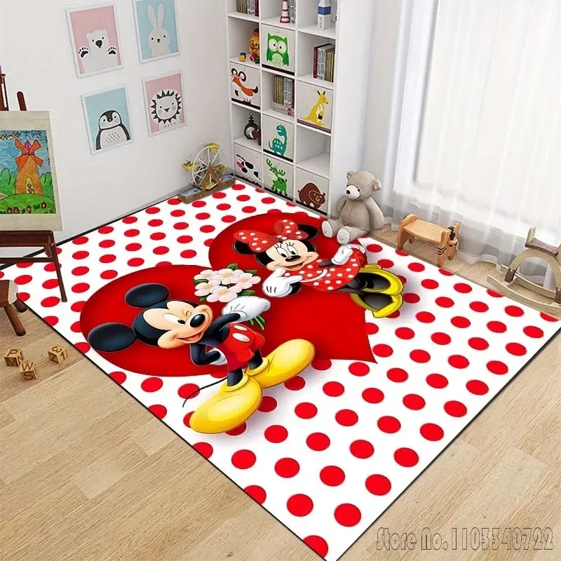 Alfombra con patrón de Minnie y Mickey Mouse de Anime, alfombras para sala de estar, dormitorio, decoración, alfombras antideslizantes, decoración rosa para habitación de niños