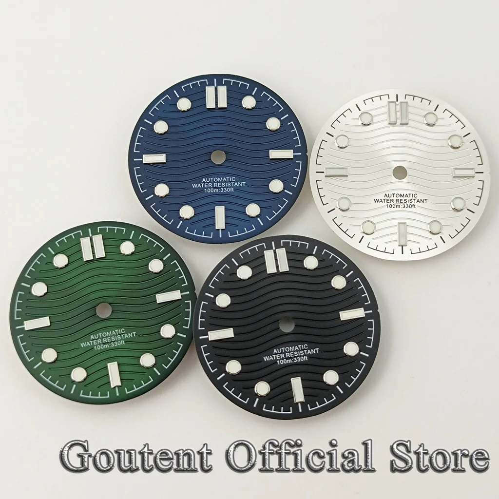 Goutent 31mm Green Luminous White Black Blue Green Watch Dial Fit ETA 2836 2824 NH35 NH36 DG2813 3804 Miyota 8215 821A Movement