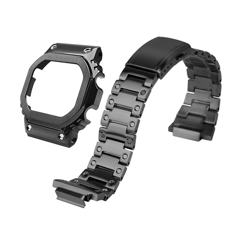 Compatible for Casio Square DW-5600 GW-M5610 Modification Metal Stainless Steel Case Strap Men's Set Bracelet