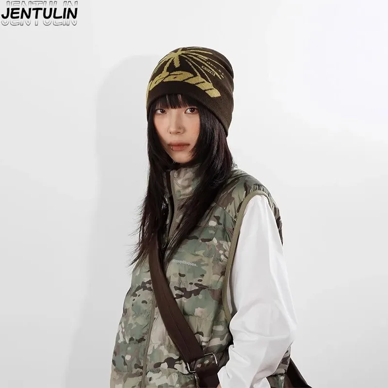 Hip Hop Hat Fashion Y2K Jacquard Knit Hat European American Popularity Street Trend Personality Adult Hat Pullover accessories