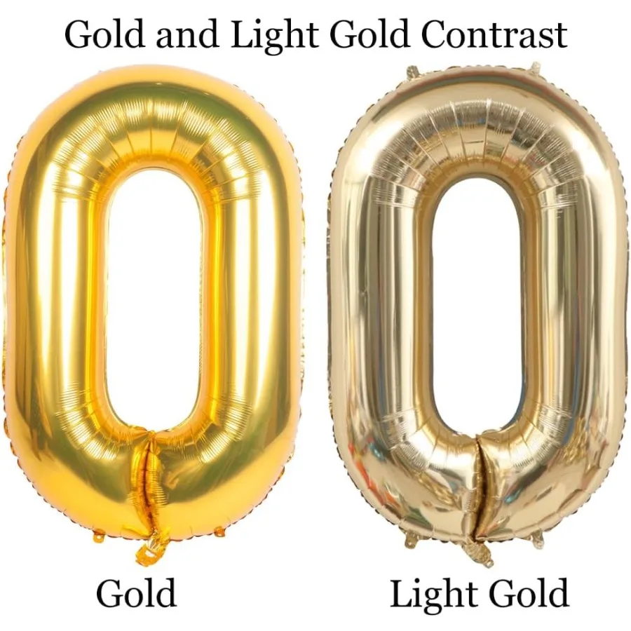 40 Inch Light Gold 16 Number Balloons White Gold Giant 16 Foil Mylar Helium Large Digital Balloon Champagne Gold Birthday Numbe