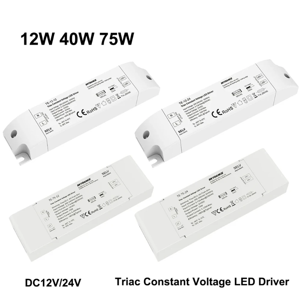 Triac LED Smart Driver Dimmable Constant Voltage AC220V DC12V/24V 1CH 40W/75W PWM Digital Triac Driver Dimming for LED Lighting