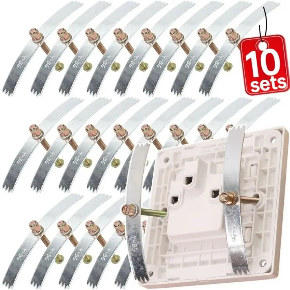 10Sets 86-type Dark Box Repair Screw 65-75mm Embedded Socket Box Repair Brackets with Screws Replacement Junction Box Repairer