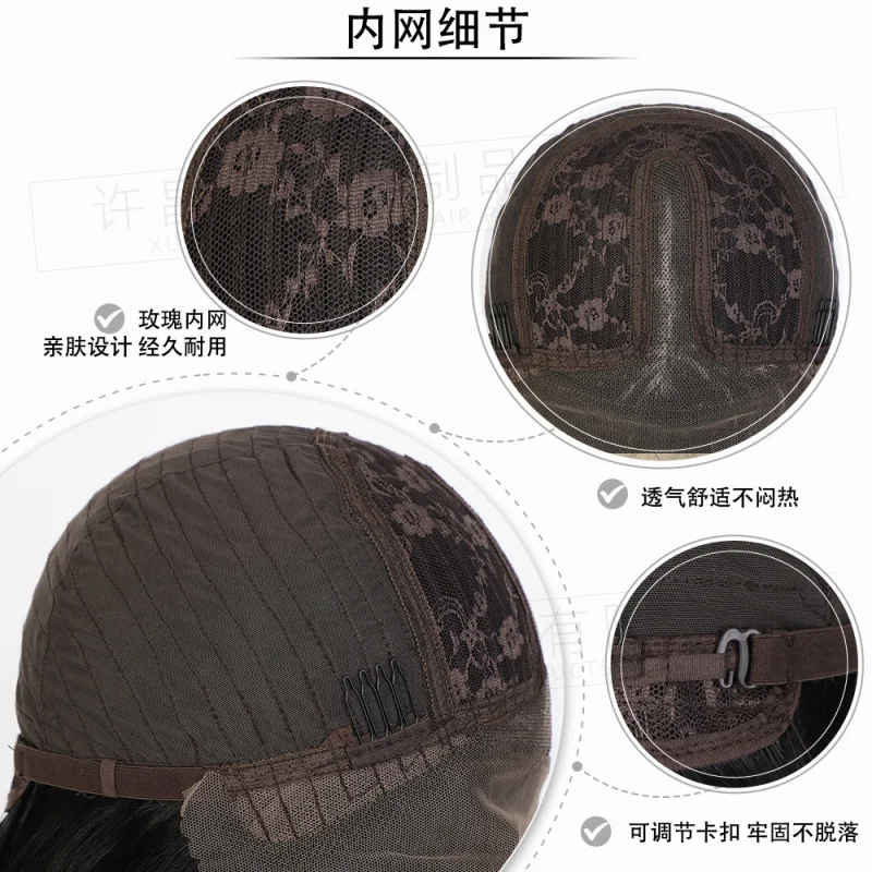 باروكة من الدانتيل الأمامي على الطراز الأوروبي والأمريكي مع غرة للنساء، باروكة دانتيل صناعية، لون سادة طويل مستقيم، جزء كبير L #2