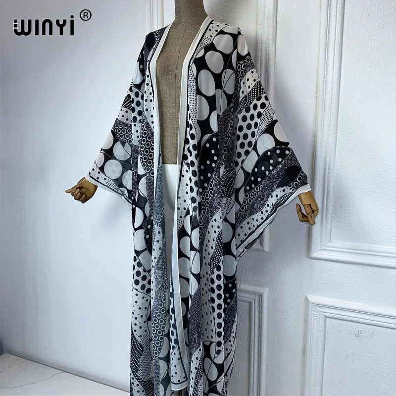 WINYI-Kimono estampado para mujer, cárdigan bohemio de verano, blusa abaya de Dubái, vestidos africanos elegantes para playa