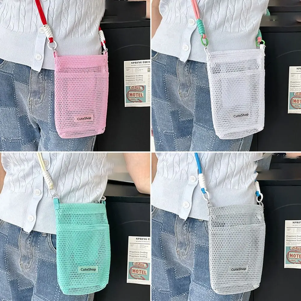 

Gifts Portable Small Hollow Mesh Bag Large Capacity Versatile Mini Mobile Phone Bags Storage Hanging Bag Messenger Bag for Women