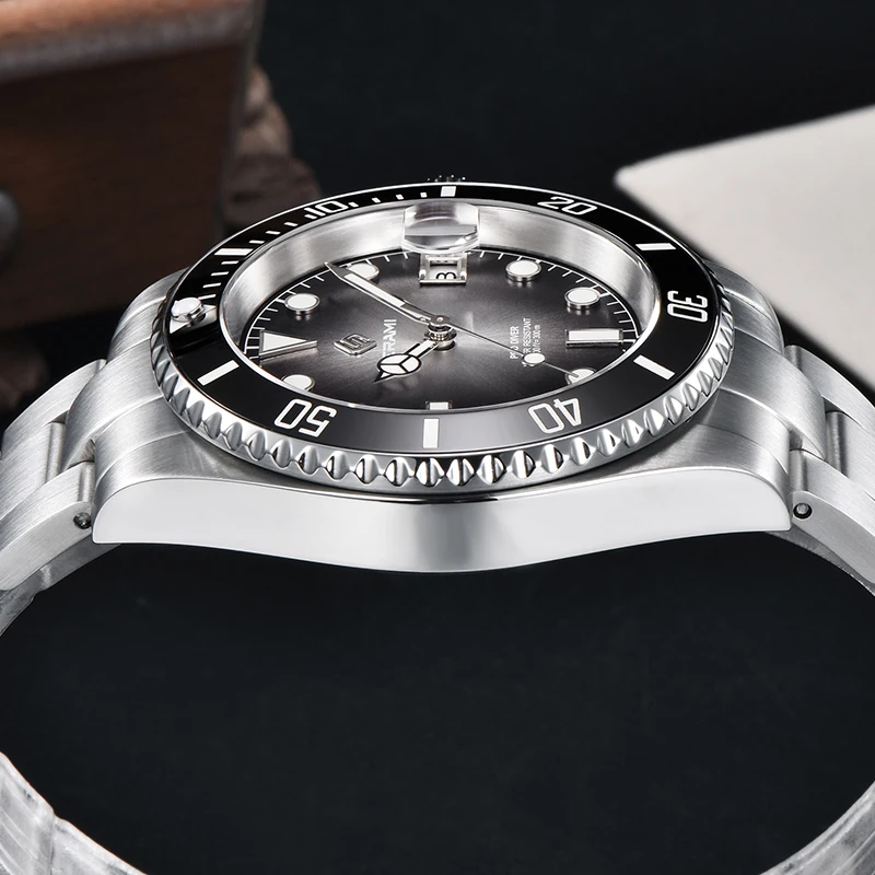 TERAMI Professional Auto Date Mechanical Mens Watch 300m Waterproof 316L Stainless Automatic Movement Sapphire Diving Clock NH35