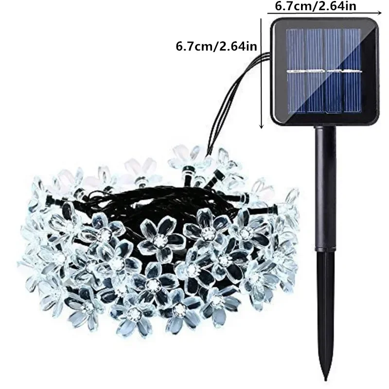 Outdoor Solar 8 Modes Cherry Blossoms String Light Wedding Decoration LED Garden Lights Christmas Party Decoration Fairy Lights
