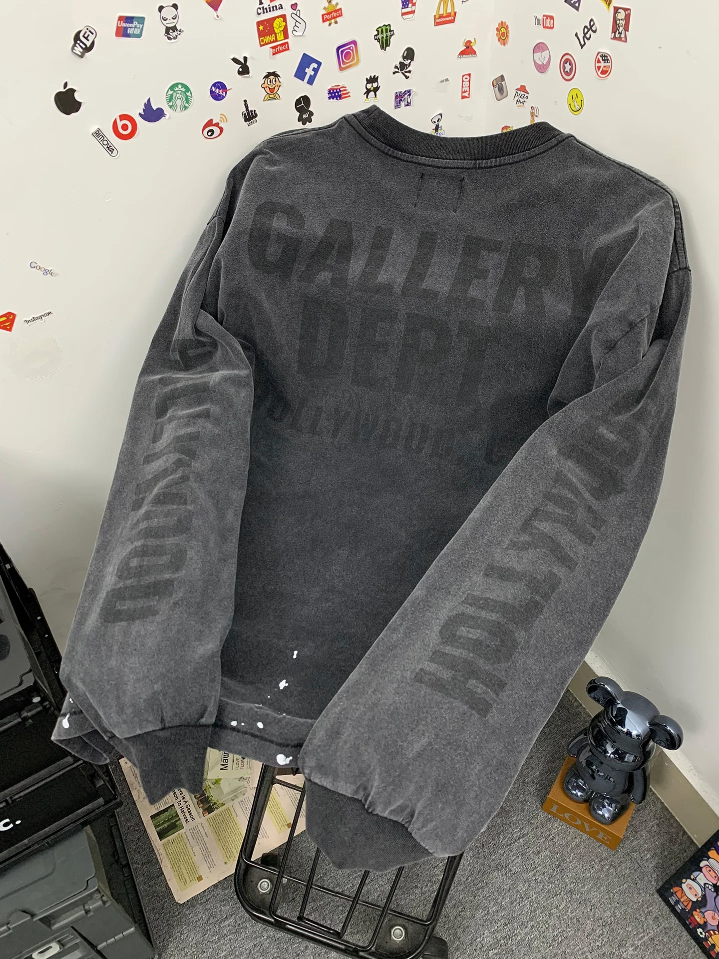 Retro American Style Long Sleeve T-Shirt Men's Washed Print Loose Fit Cotton Casual Wear Breathable round Neck Tee