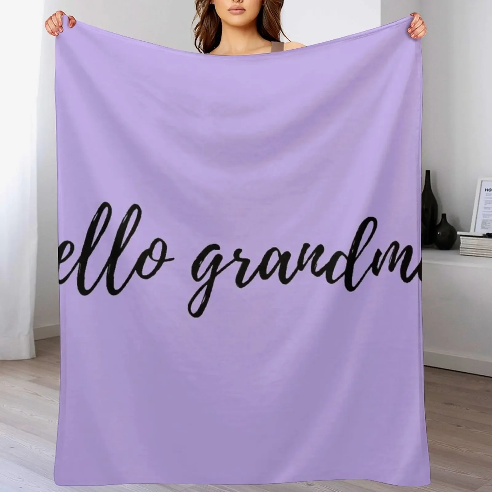 New Hello GRANDMA Throw Blanket Cozy Napping Blanket Gift for Mom Dad