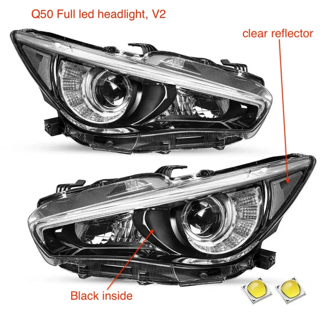 

MRD Full Led Headlight Fit for Q50 2014-2023 LED Headlight Car Lights for Q50L LED Lamp Plug and Play
