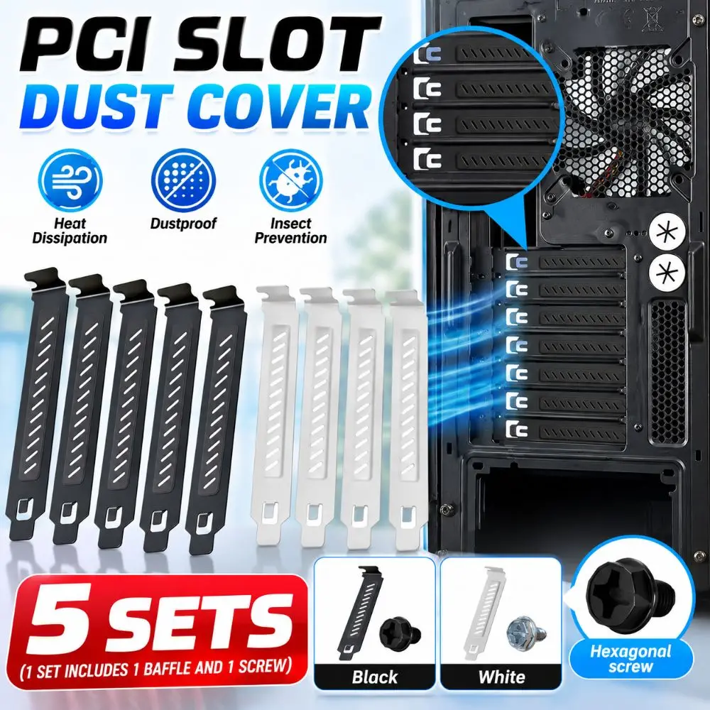 New Hard Steel PCI Slot Cover With Screws Plug-In PCI Bracket Case Blanking Plate