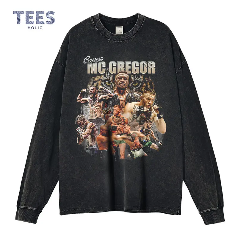 

Свитер Conor McGregor, винтажная потертая майка Gervonta Davis, футболка с длинным рукавом, свитшоты, пуловер, Толстовка Оверсайз, топы, футболки для мужчин
