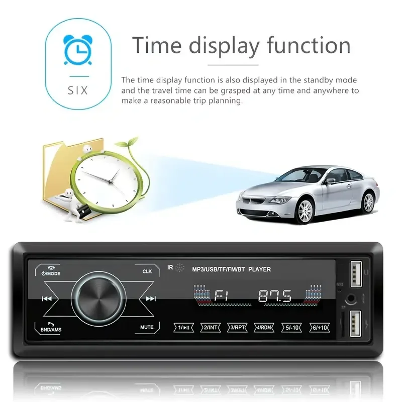 Touch MP3-M10 Double USB With 7 Color Light ISO Interface Bluetooth Car Audio Receivers With Digital LCD Display