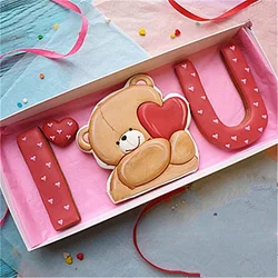 Cartoon Bear Biscuit Molds Cute Valentine's Day Love Bear Cookie Cutters Embossing DIY Fondant Wedding Cake Decorating Tools