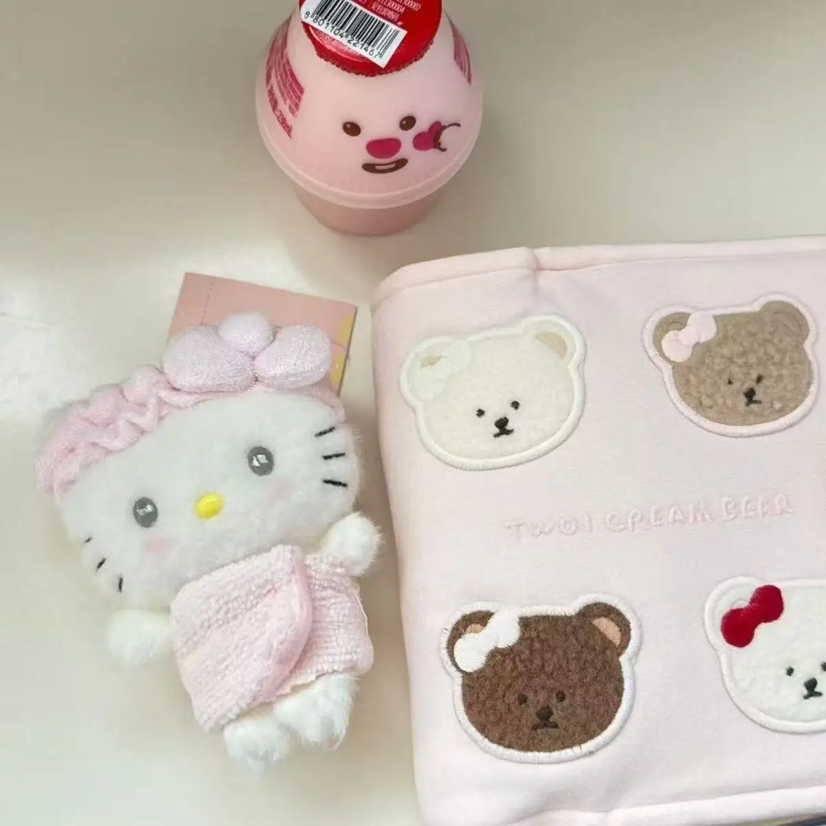 Sanrio Hello Kitty Bathe Theme Cross Dressing Bath Towel Headband Modeling Plush Keychain Backpack Car Key Pendant Bestie Gift