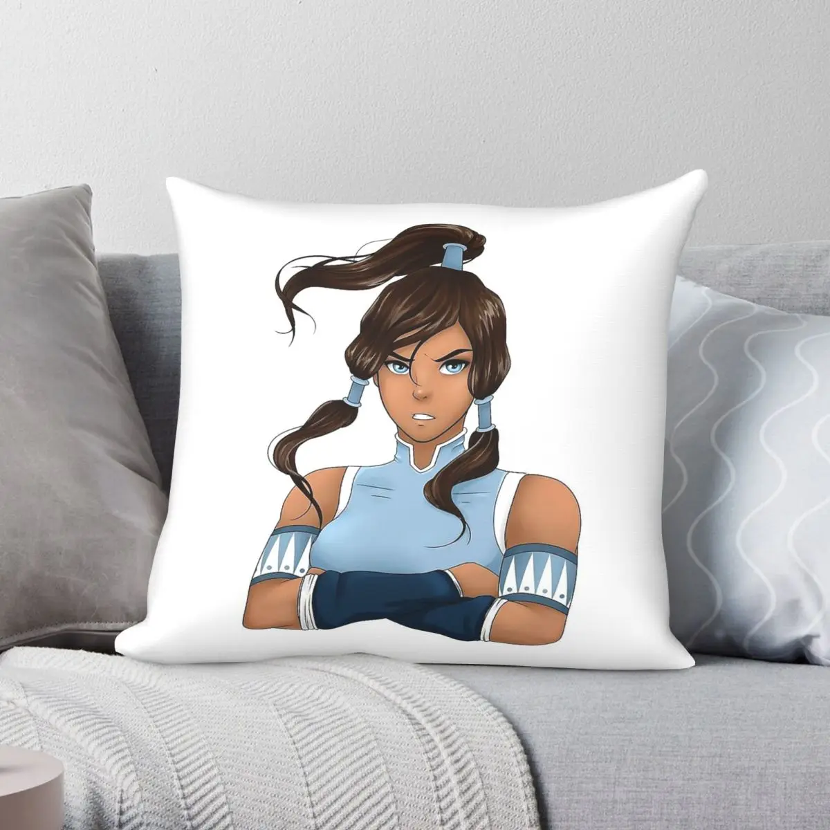 

Korra Square Pillowcase Polyester Linen Velvet Creative Zip Decorative Room Cushion Cover 45x45