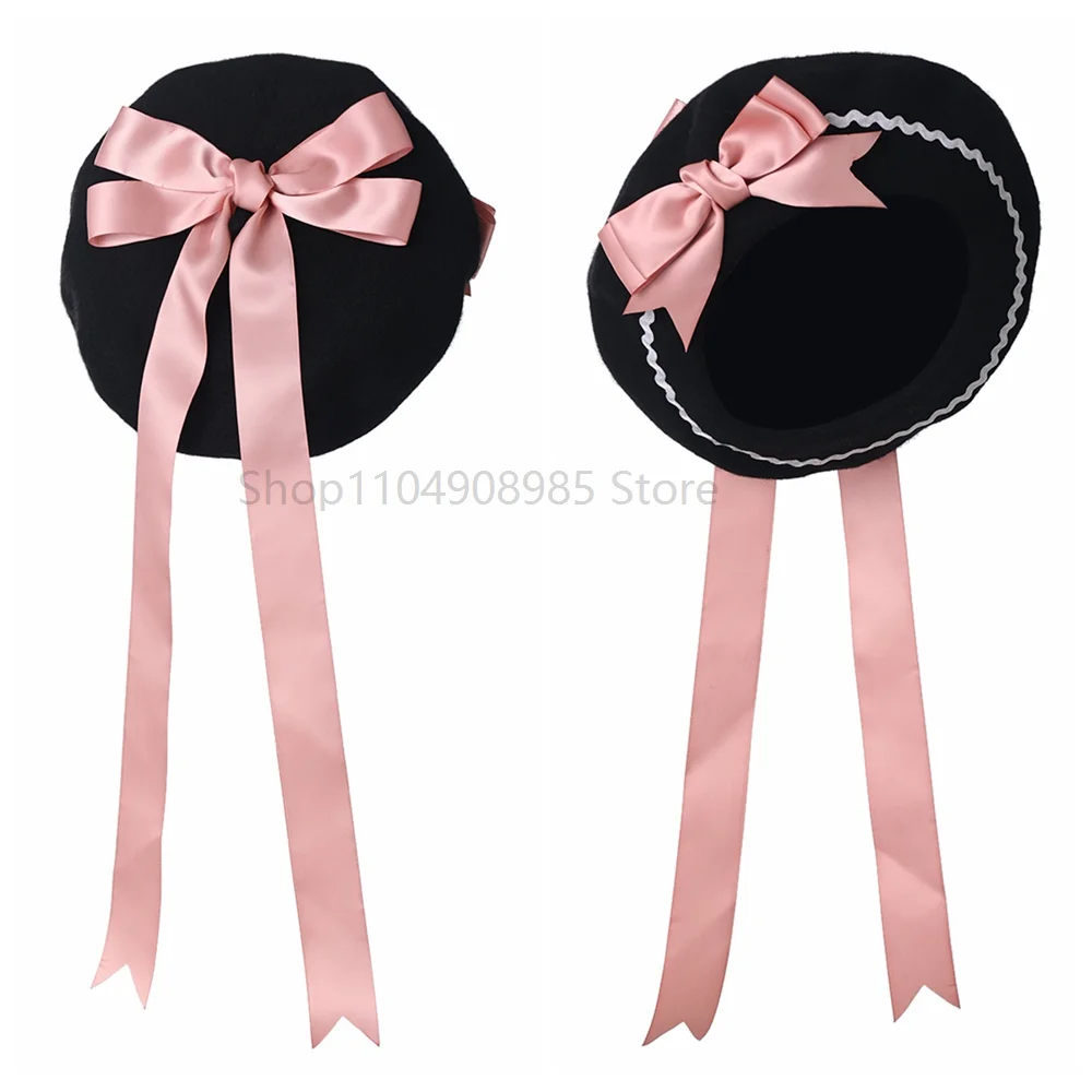 หมวกเบเร่ต์ลолิต้าน่ารักสำหรับผู้หญิงและเด็กผู้หญิง แฟชั่นเกาหลี สไตล์ลำลอง ระบายอากาศได้ดี ลายสก็อต โบว์ใหญ่ หมวกทรง JK สวยหรู