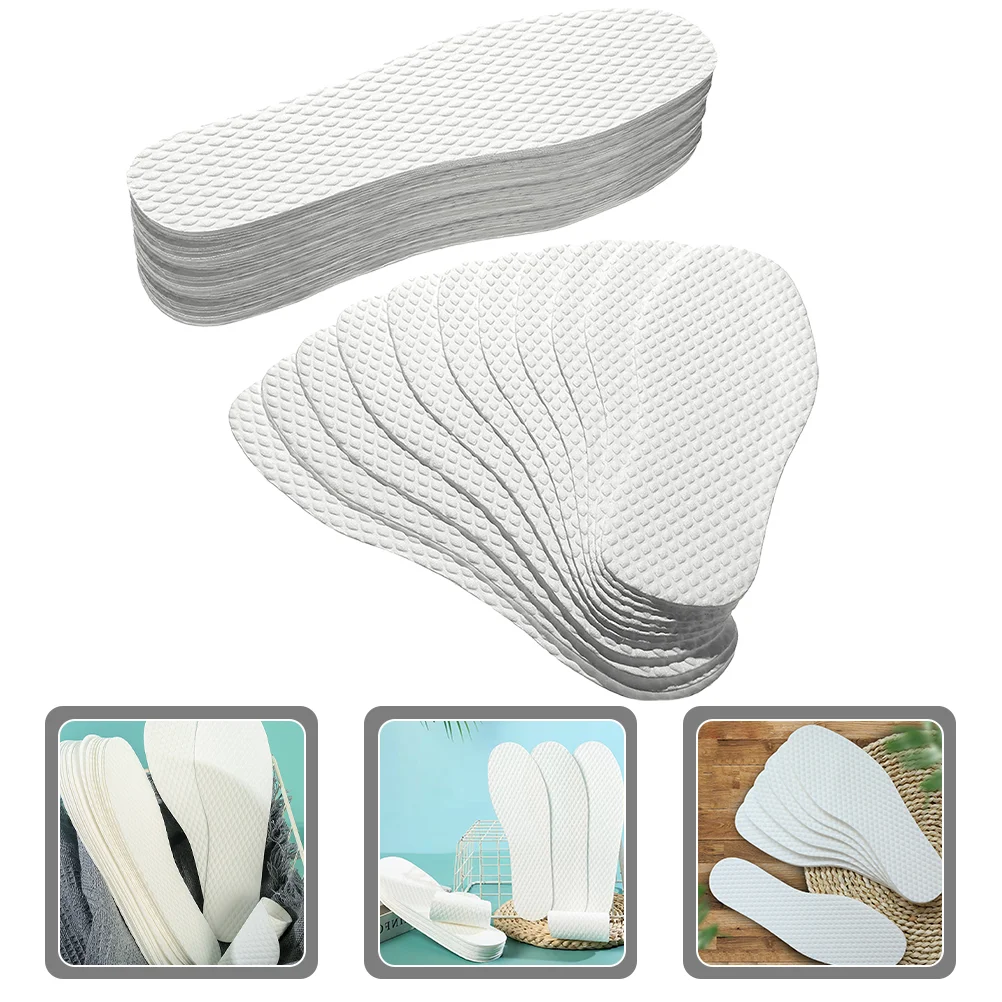 

20 Pairs Thin Insole Shoe Inserts Comfortable Insoles Sweat-absorbing Non-slip Deodorant Wood Pulp Relief Pads Odorless Summer