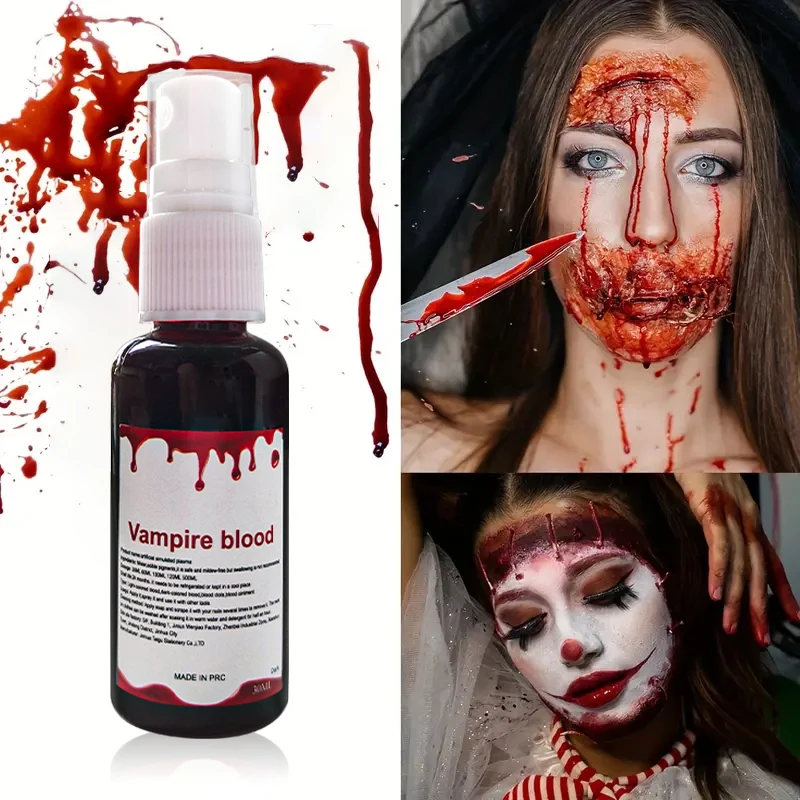 Halloween makeup fake blood spray, realistic fake wounds,washable fake blood, for costume Halloween zombie vampire facial blood
