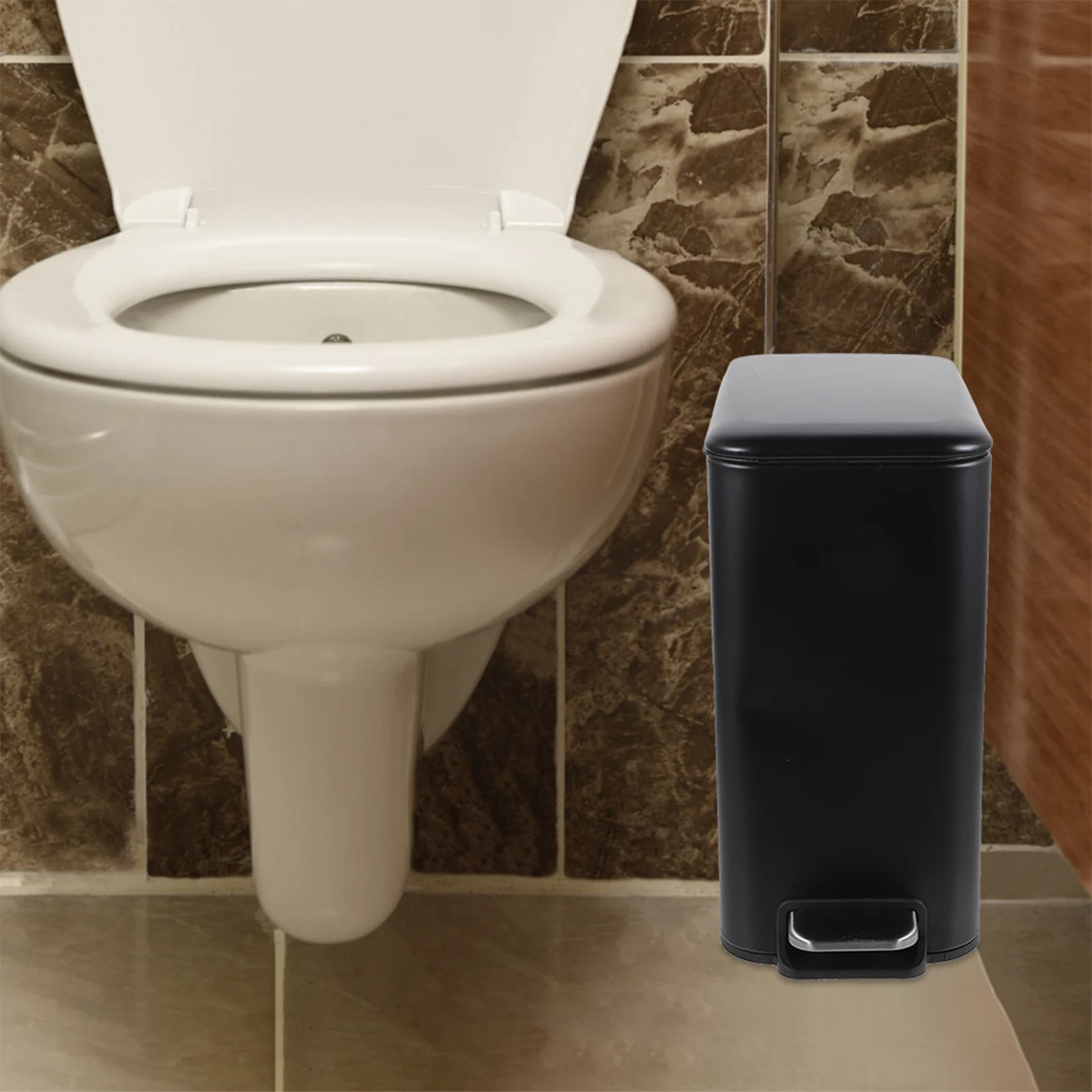 

Pedal Trash Can Bathroom Slim Step Bin Small Garbage Bucket with Lid for Home Office Bedroom Kitchen Toilet Waste Container