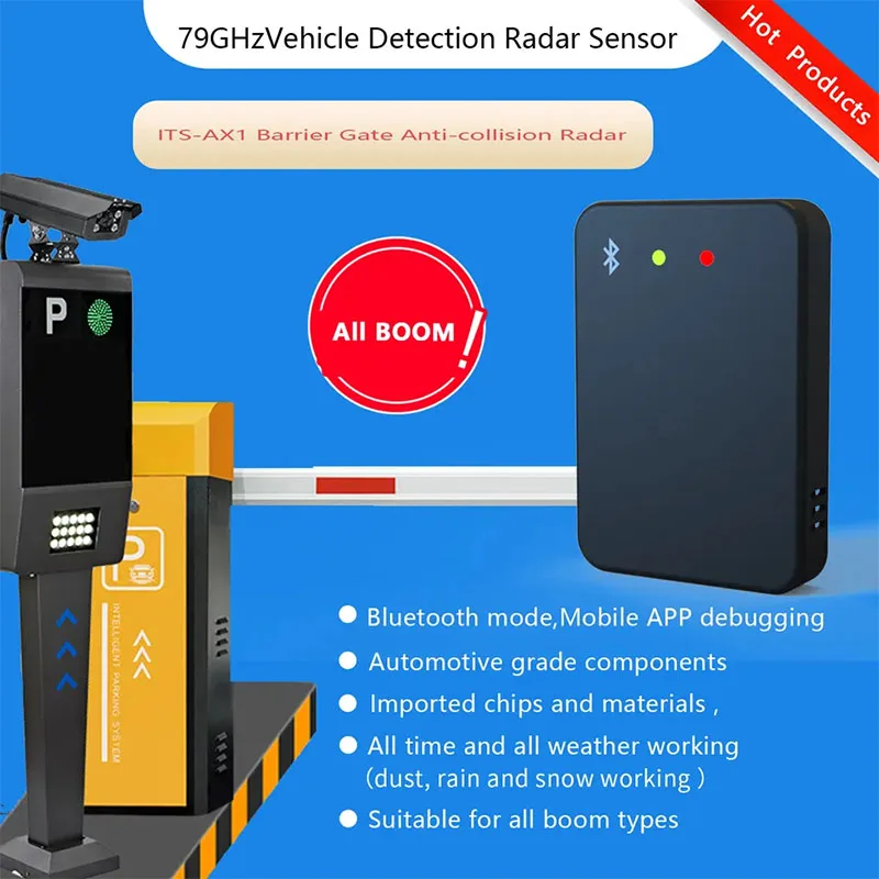 Bluetooth Mobile APP Debug 79Ghz Radar Loop Detecção de veículos para sistema de estacionamento Anti Mashing Boom Barrier Gate
