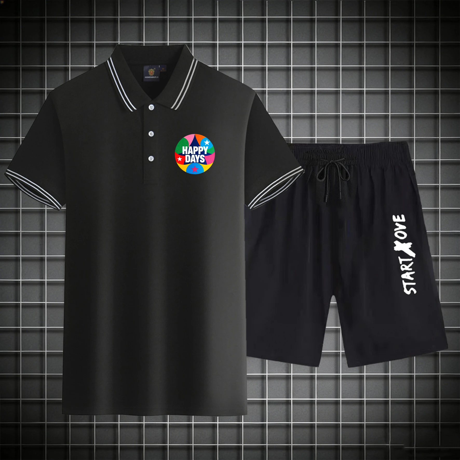 

men's Polos sets 2026 Summer Polyester men's suits Printed Graphic Suit for man clothing set tracksuit for man Short sleeve