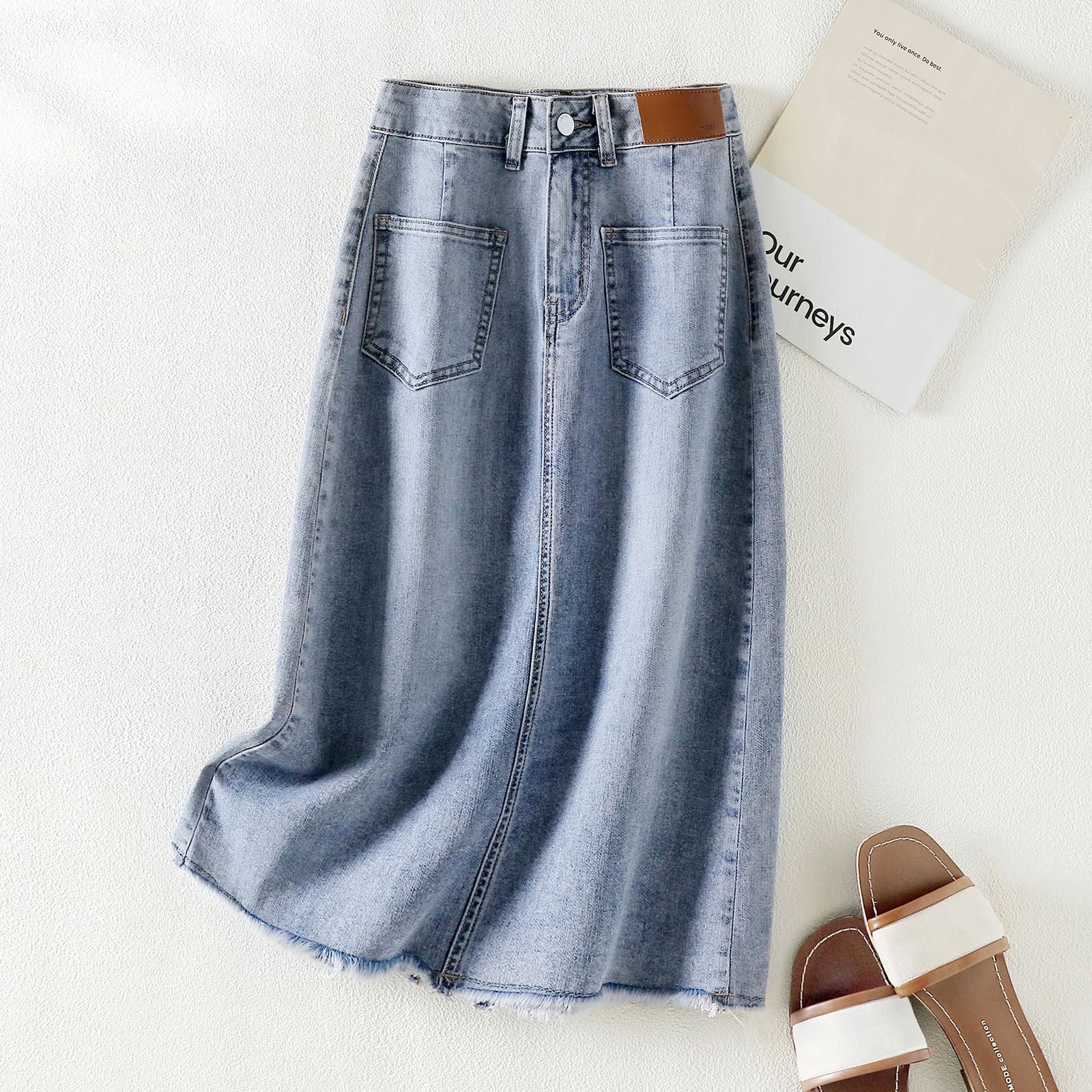 

Simple A-line skirt denim half-body skirt 2024 summer new female skinny hundreds of denim half-body skirt