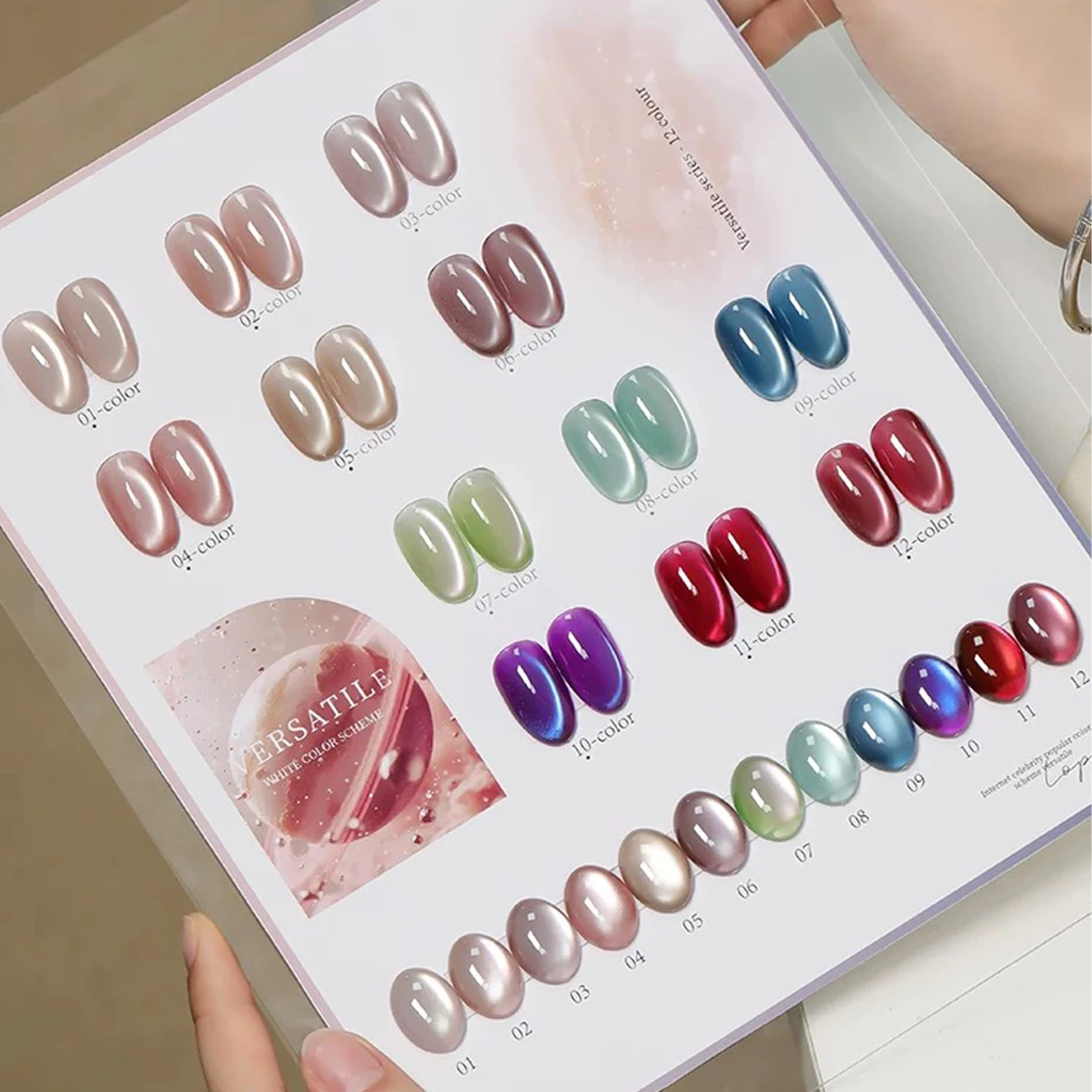 1-12 PCS Popular Series Cat Eye Gel Nail Polish 2025 Autumn and Winter Best Seller Whitening Red Blue Purple Green Glass Beads