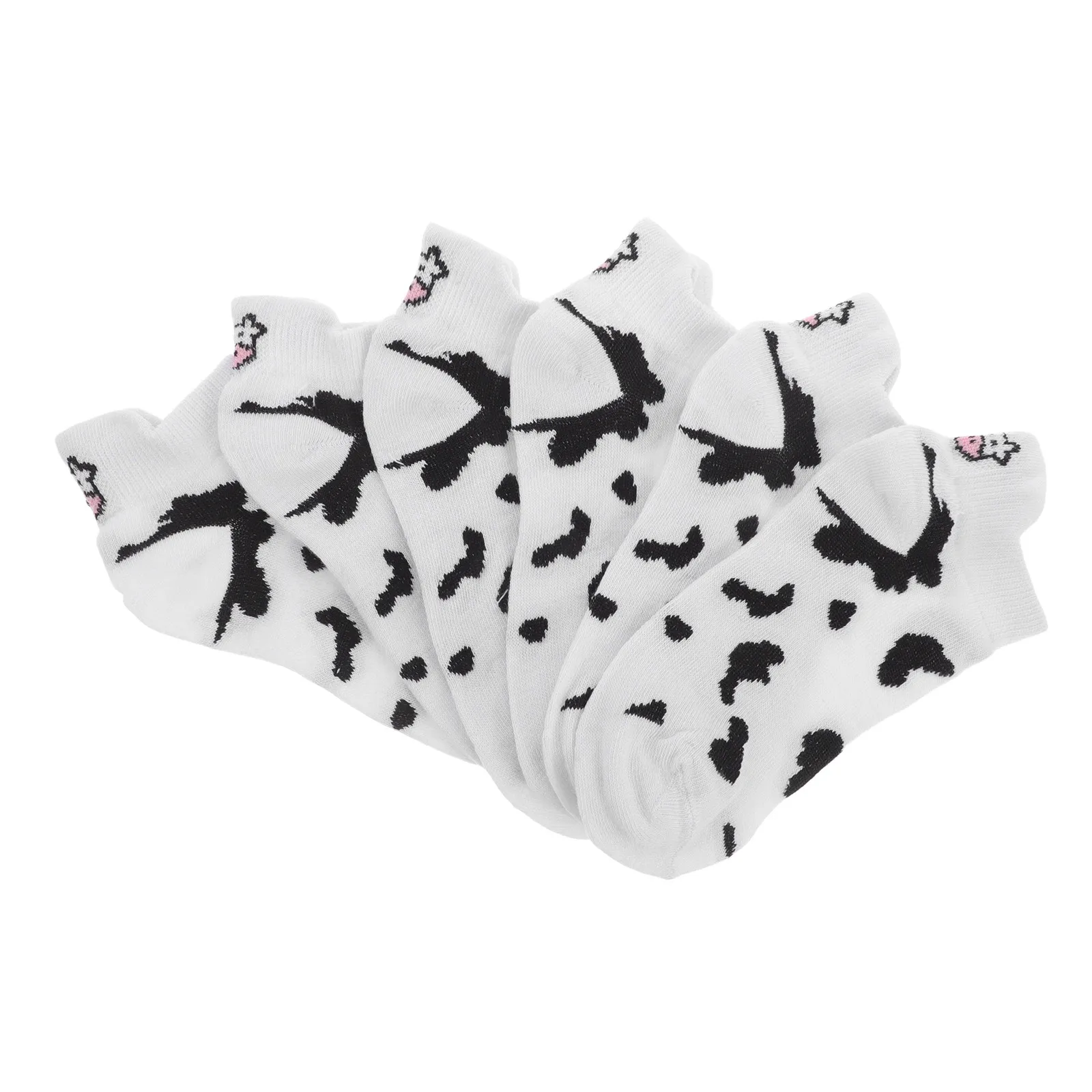 

5 шт. женских летних хлопковых носков, короткие носки до щиколотки для женщин, дышащие, с принтом коровы, мягкие, тонкие, впитывающие пот, противоскользящие