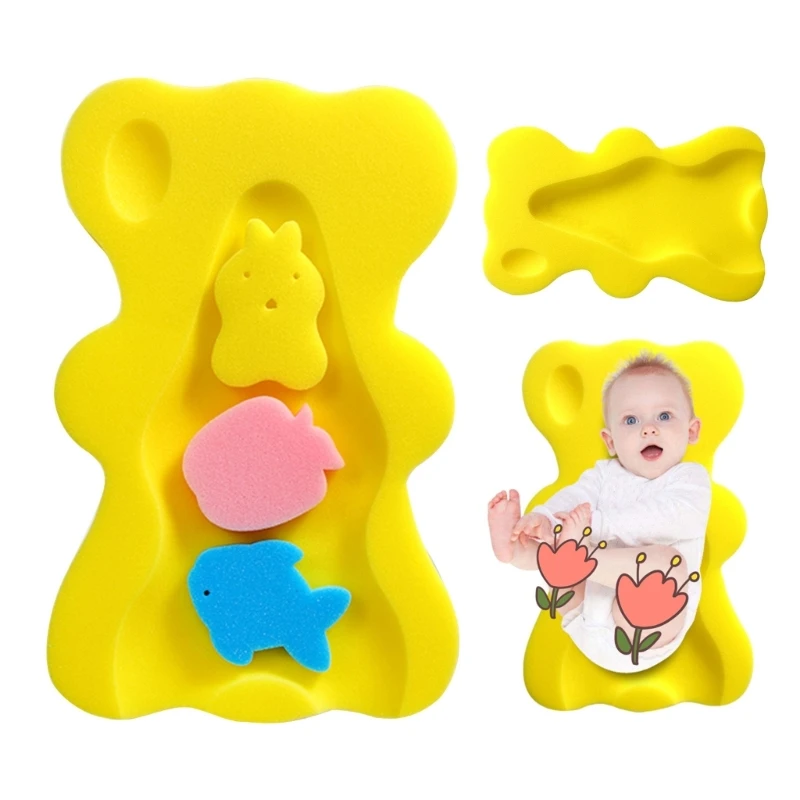 

Baby Bath Sponge Mat Newborns Shower Pad Thicked Essential Bath Net Cushion Mat for a Comfortable Bath Experience