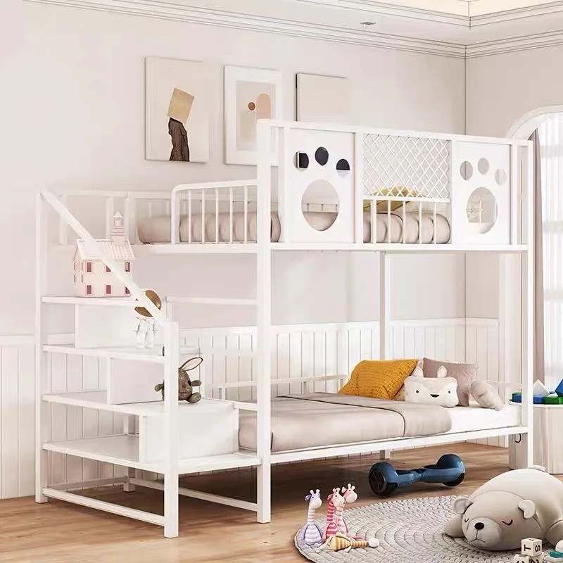 Simple dormitory: wrought iron bunk bed, 1.8m double loft bed, small apartment, children's upper floor, mother and child bed
