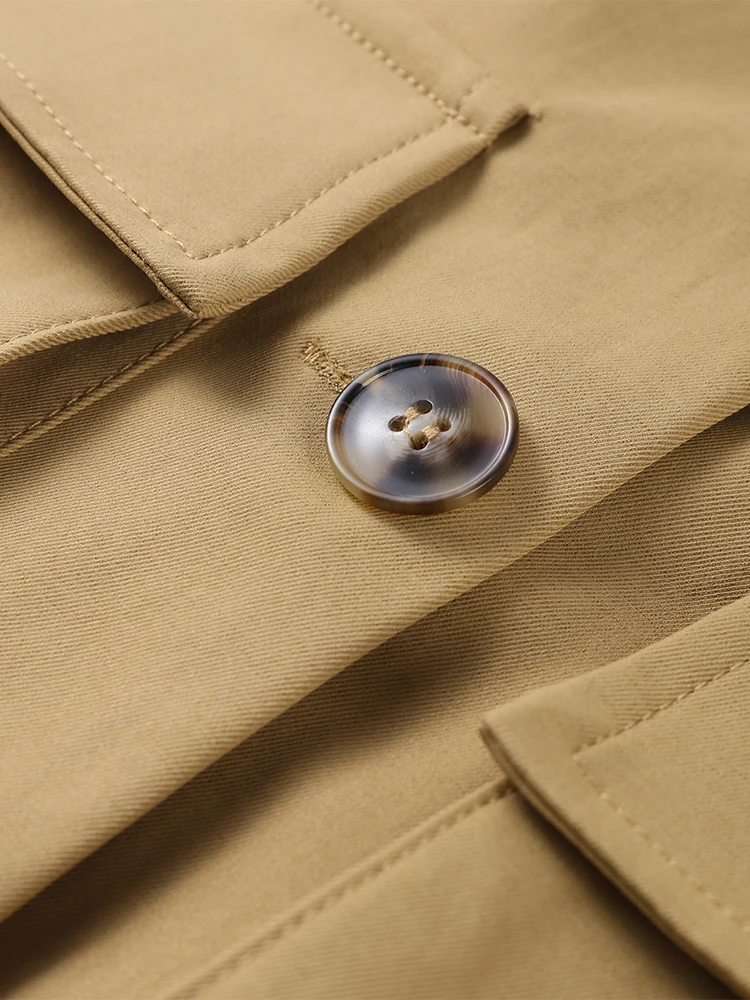 Epaulet Stehkragen Taillierter Windbreaker Damen Eleganter Langarm Einreihiger Bomber-Mantel Herbst 2025 Damen-Oberbekleidung – Detail 9