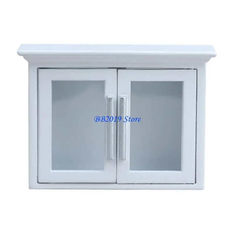 

Q0KB 1/12 Кукольный дом Миниатюрный кухонный настенный шкаф деревянная мебель для сцены