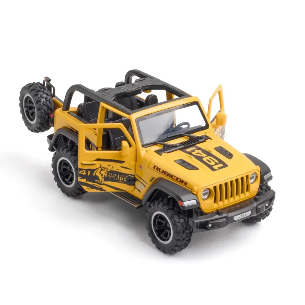 1:32 Jeeps Wrangler Rubicon Fuoristrada Modello in lega Auto giocattolo Fonde sotto pressione Colata di metallo Suono e luce Auto Giocattoli per bambini Veicolo