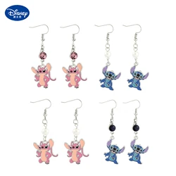 Lilo & Stitch The Series Angel Earrings Girl Classic Pretty Jewelry Blue Red Enamel Crystal Earrings for Women Gift