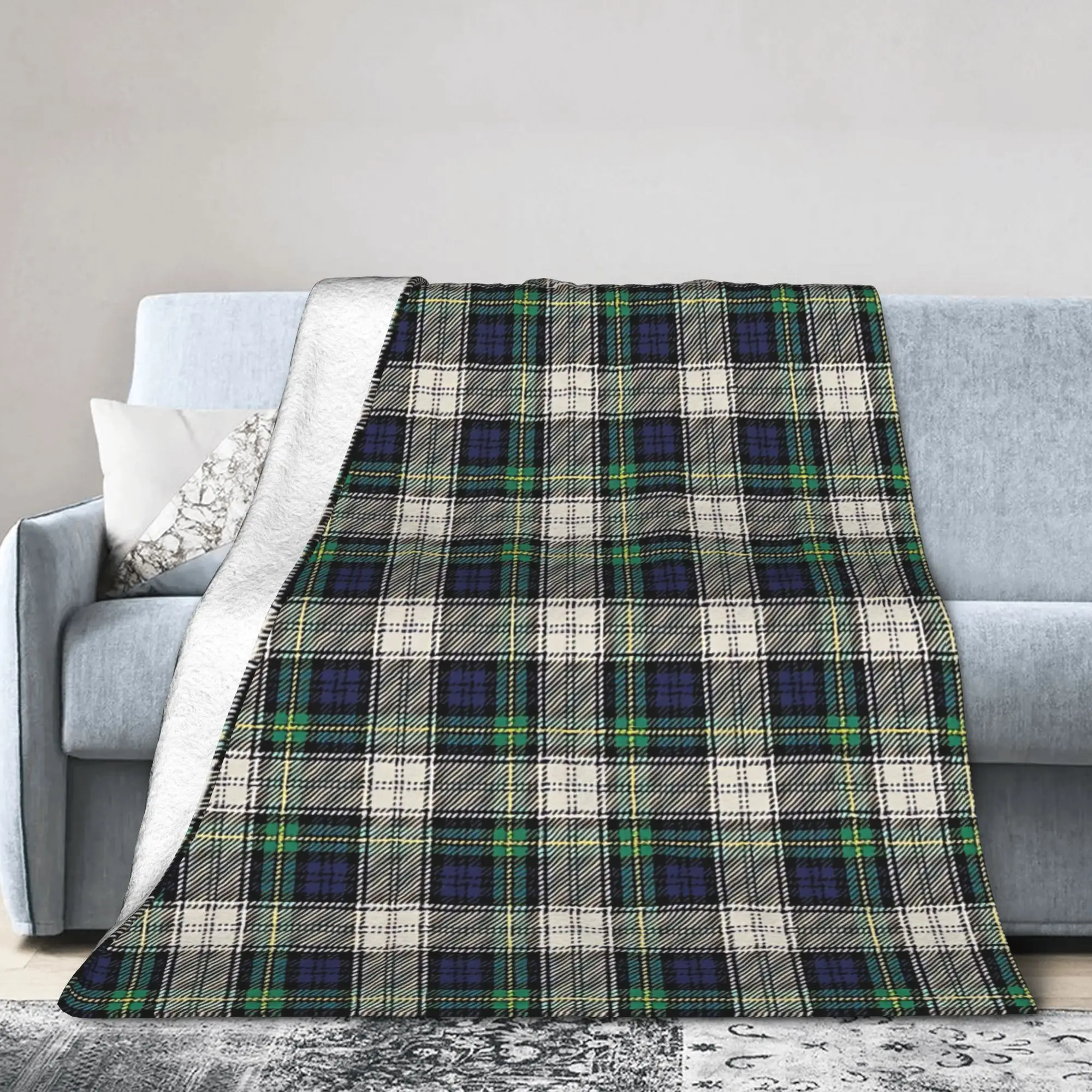 Scottish Tartan Blue and Green  Blanket  Flannel Awesome Breathable Throw Blanket for Bed Sofa Decoration,